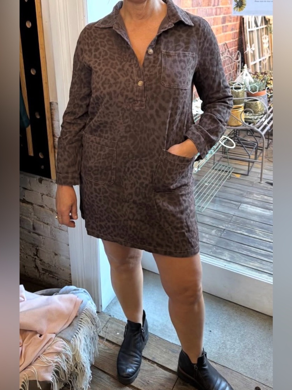 Ebossy Leopard Print Utility Tunic Dress XL NWT